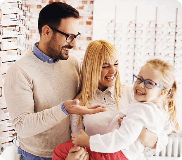 Family wearing fashionable eyewear